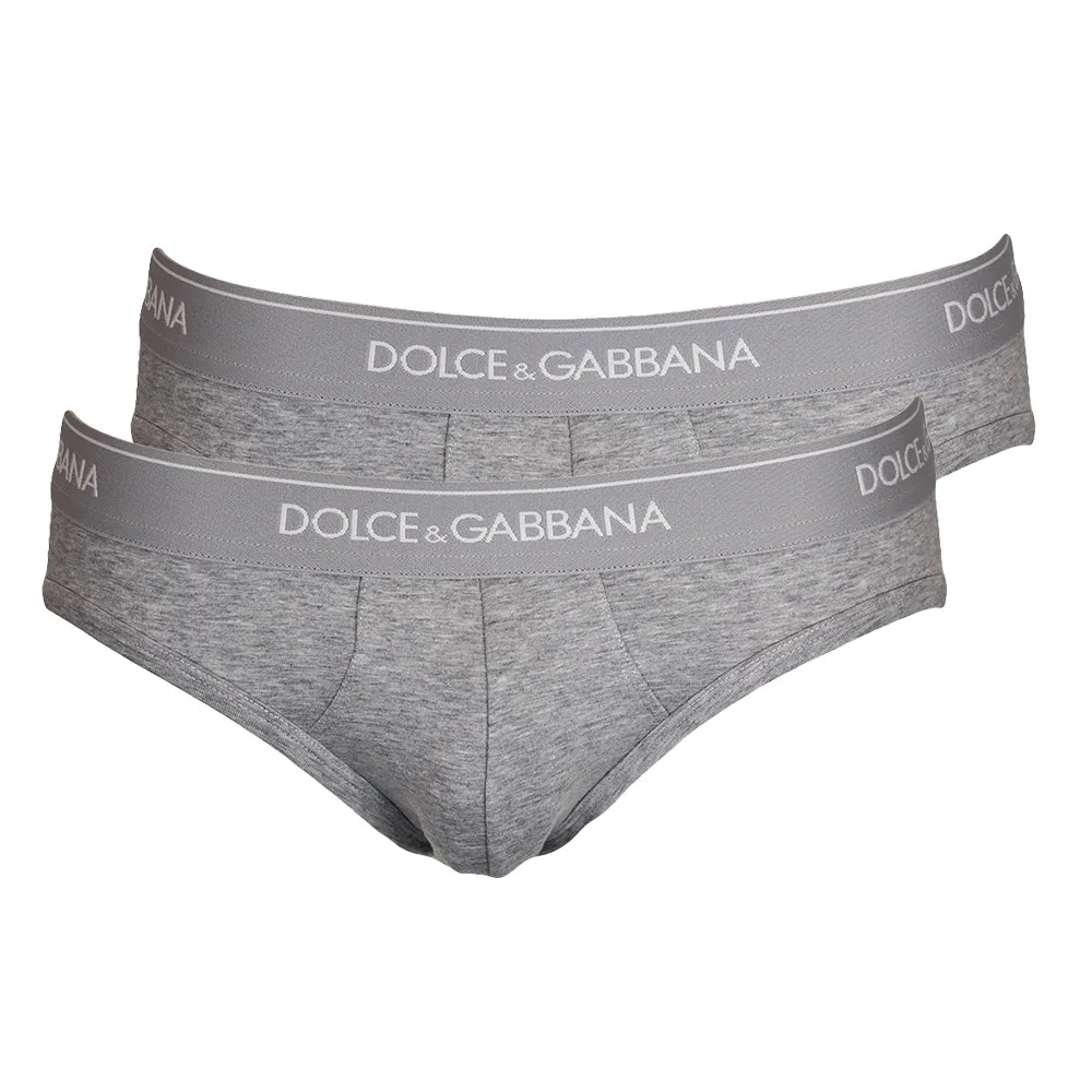 2-Pack Stretch Cotton Mid-Rise Briefs, Grey Melange