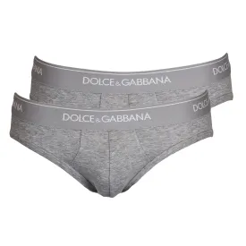 2-Pack Stretch Cotton Mid-Rise Briefs, Grey Melange