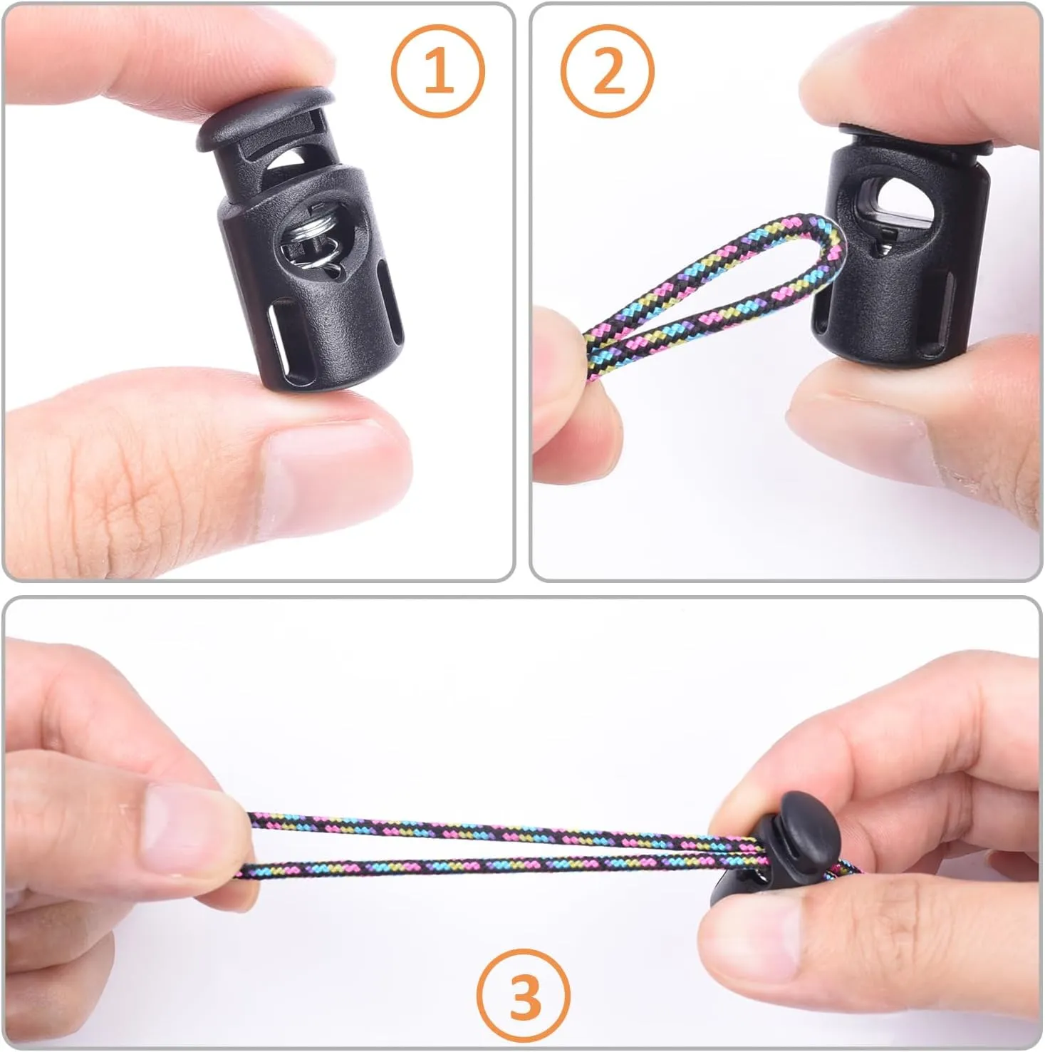 20 PCS Plastic Spring Cord Locks, Paracord Toggle Stopper Clasps for Drawstring Sweatpants Hat Hoodie String Clip Elastic Shoeslace Lock Swim Goggles Replacement Accessories