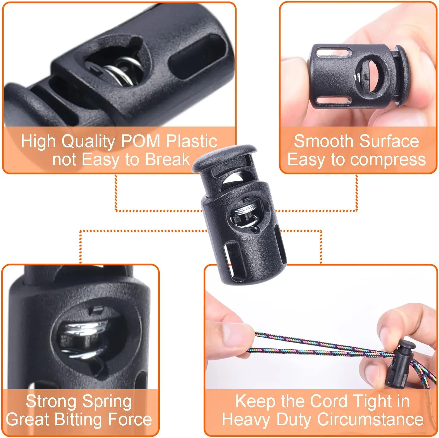 20 PCS Plastic Spring Cord Locks, Paracord Toggle Stopper Clasps for Drawstring Sweatpants Hat Hoodie String Clip Elastic Shoeslace Lock Swim Goggles Replacement Accessories