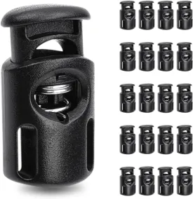20 PCS Plastic Spring Cord Locks, Paracord Toggle Stopper Clasps for Drawstring Sweatpants Hat Hoodie String Clip Elastic Shoeslace Lock Swim Goggles Replacement Accessories