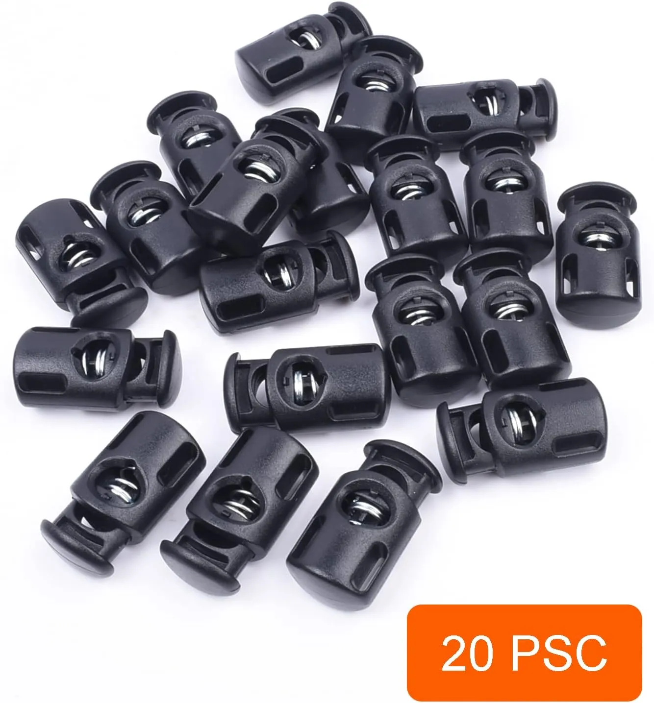 20 PCS Plastic Spring Cord Locks, Paracord Toggle Stopper Clasps for Drawstring Sweatpants Hat Hoodie String Clip Elastic Shoeslace Lock Swim Goggles Replacement Accessories