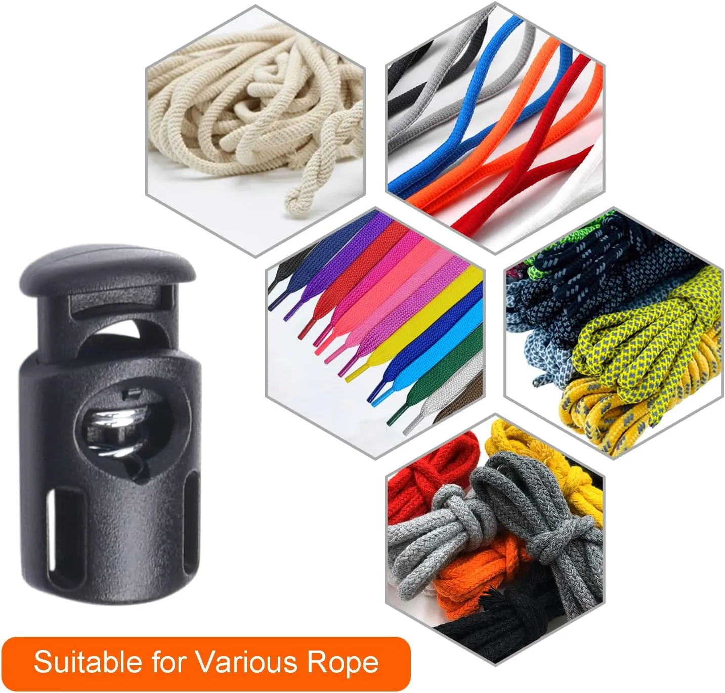 20 PCS Plastic Spring Cord Locks, Paracord Toggle Stopper Clasps for Drawstring Sweatpants Hat Hoodie String Clip Elastic Shoeslace Lock Swim Goggles Replacement Accessories