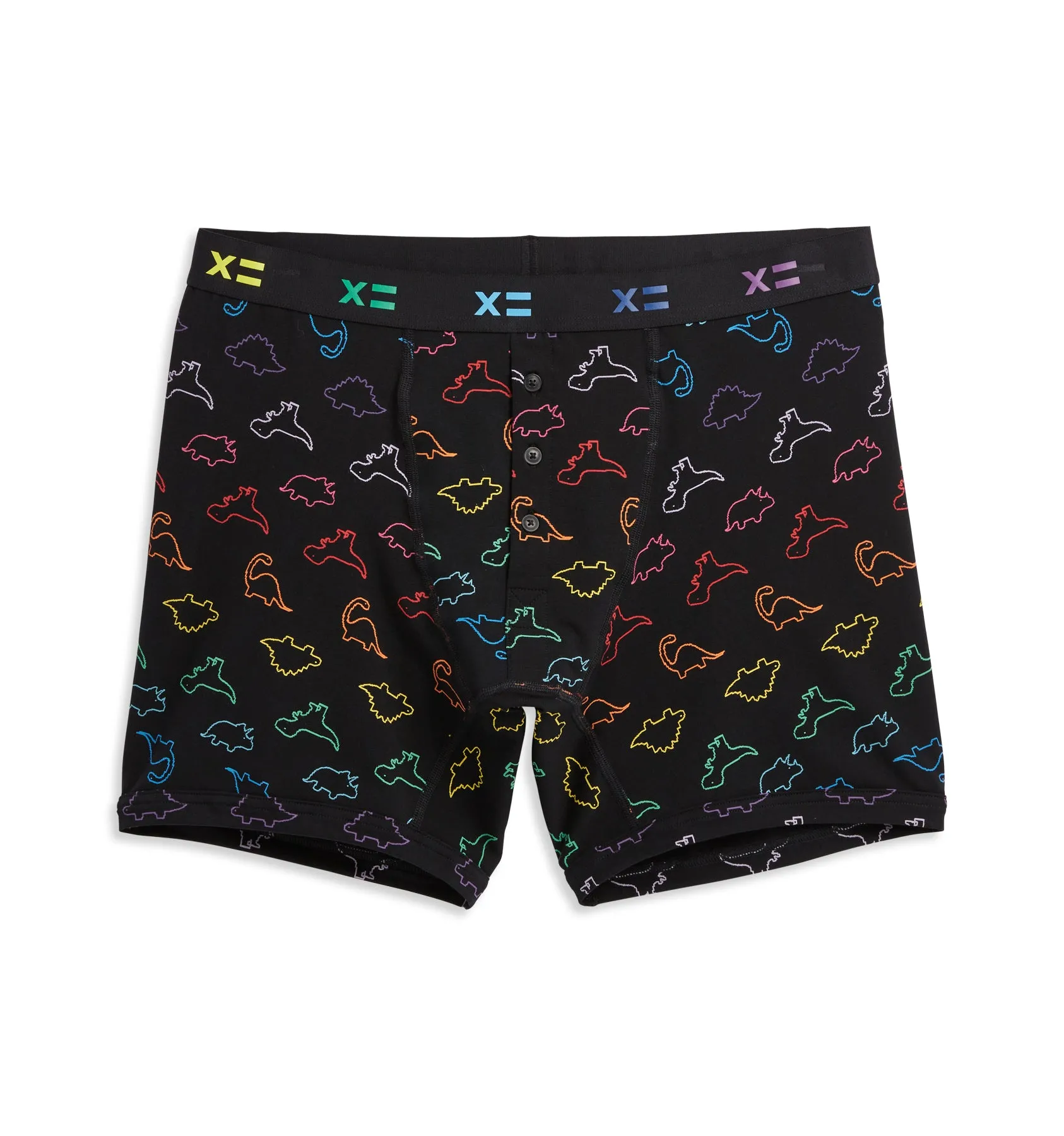 6" Fly Packing Boxer Briefs - Rainbow DinoByte