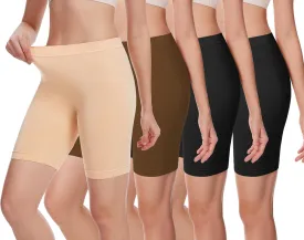 Angelhood Women's Cotton Boy Shorts Underwear Anti Chafing Seamless Biker Shorts High Waisted Soft Plus Boxer Briefs 4 Pack