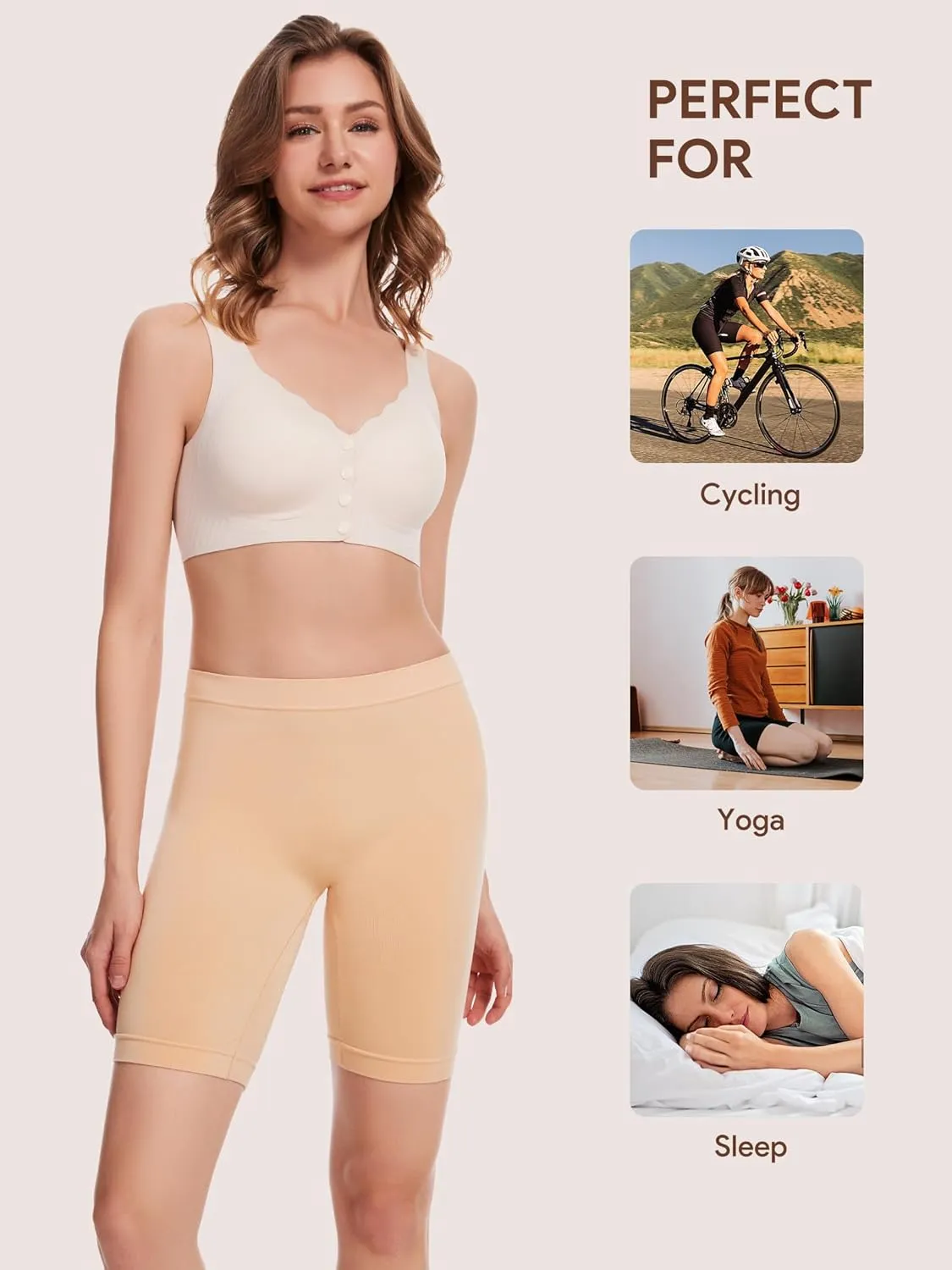 Angelhood Women's Cotton Boy Shorts Underwear Anti Chafing Seamless Biker Shorts High Waisted Soft Plus Boxer Briefs 4 Pack