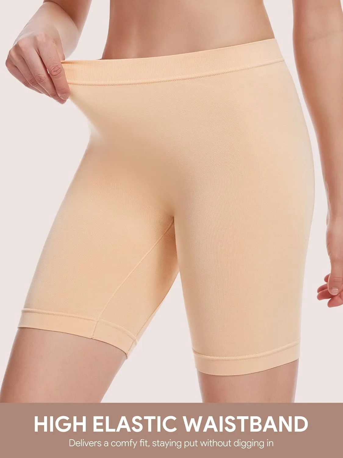 Angelhood Women's Cotton Boy Shorts Underwear Anti Chafing Seamless Biker Shorts High Waisted Soft Plus Boxer Briefs 4 Pack