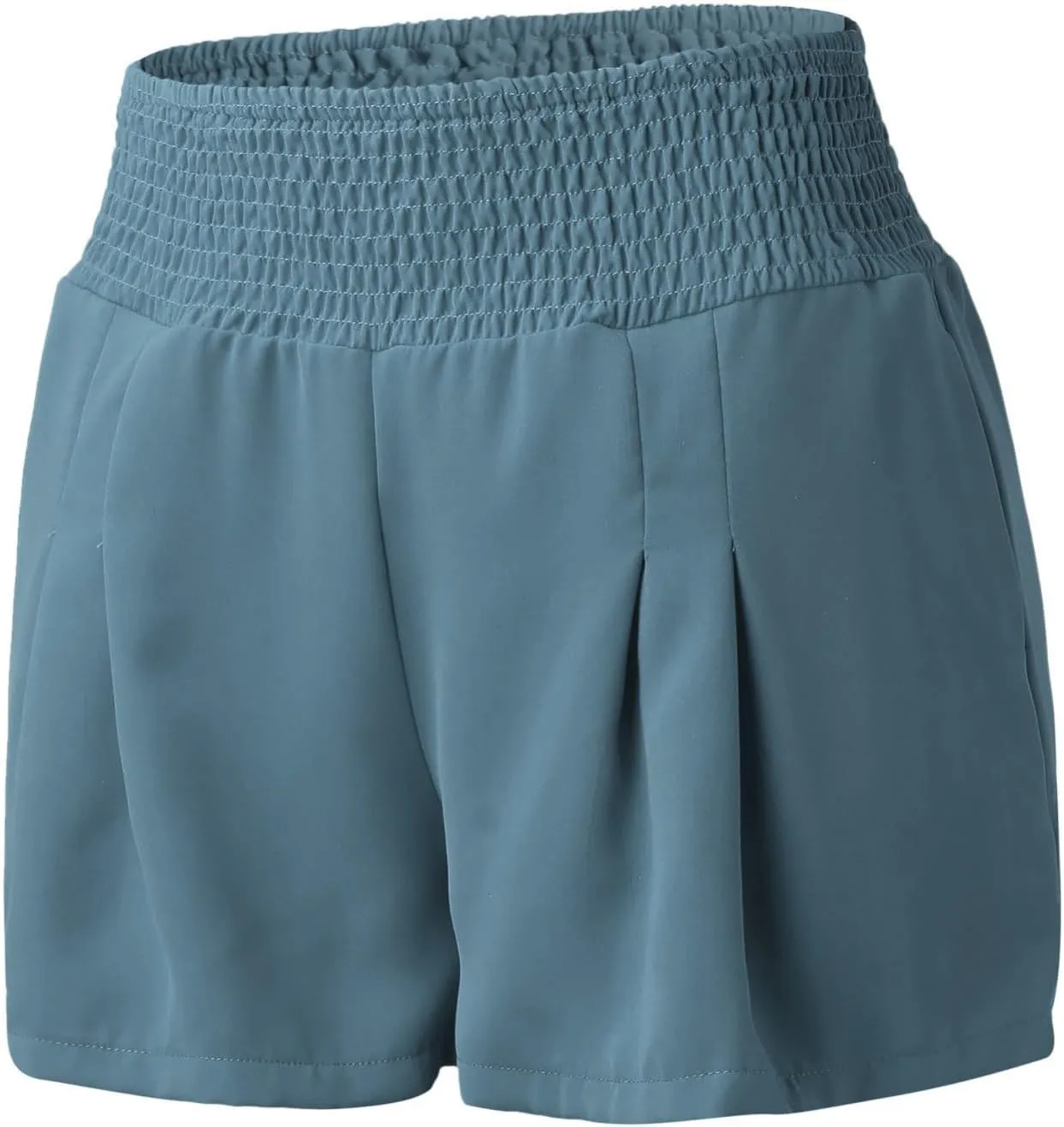 Beach Shorts for Women Casual Summer Smocked High Waisted Shorts Wide Leg Flowy Short Lounge Pants with Pockets