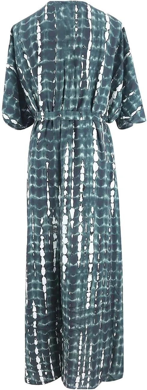 Bestyyou Women's Printed Kimono Cardigan with Tie Long Robe Dress Belted Bikini Swimsuit Cover Up Swimwear