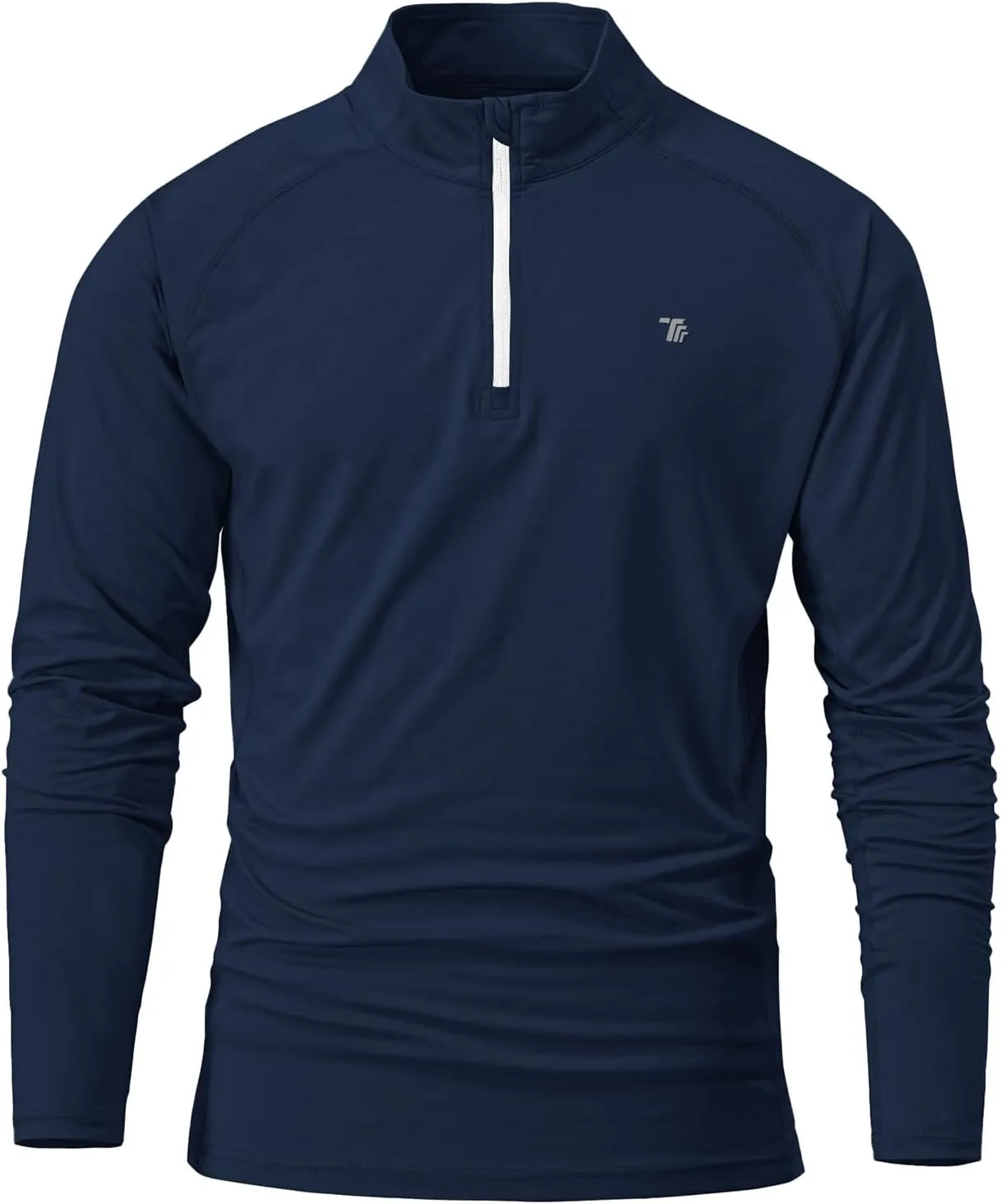 BGOWATU Men's Quarter Zip Pullover Long Sleeve Polo Shirts UPF 50 Quick Dry Golf Shirt