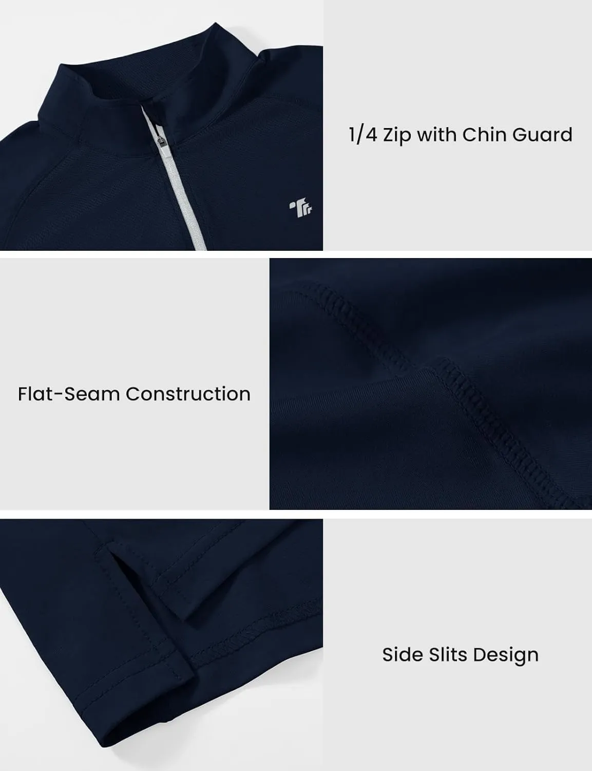 BGOWATU Men's Quarter Zip Pullover Long Sleeve Polo Shirts UPF 50 Quick Dry Golf Shirt