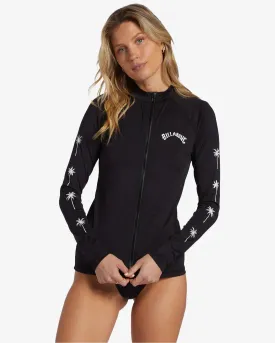 BILLABONG CORE LONG SLEEVE ZIP FRONT WOMENS RASHGUARD - BLACK