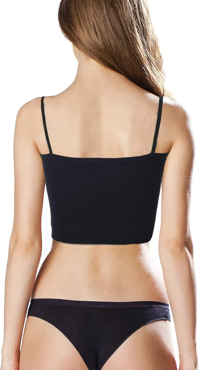 Boao 4 Pack Women's Cropped Tank Tops, Cotton Spaghetti Strap Crop Top Basic Sports Crop Cami Half Camisoles for Teen Girls