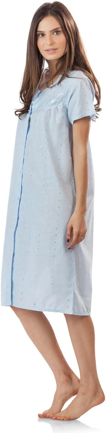 Casual Nights Women's Short Sleeve Eyelet Embroidered House Dress