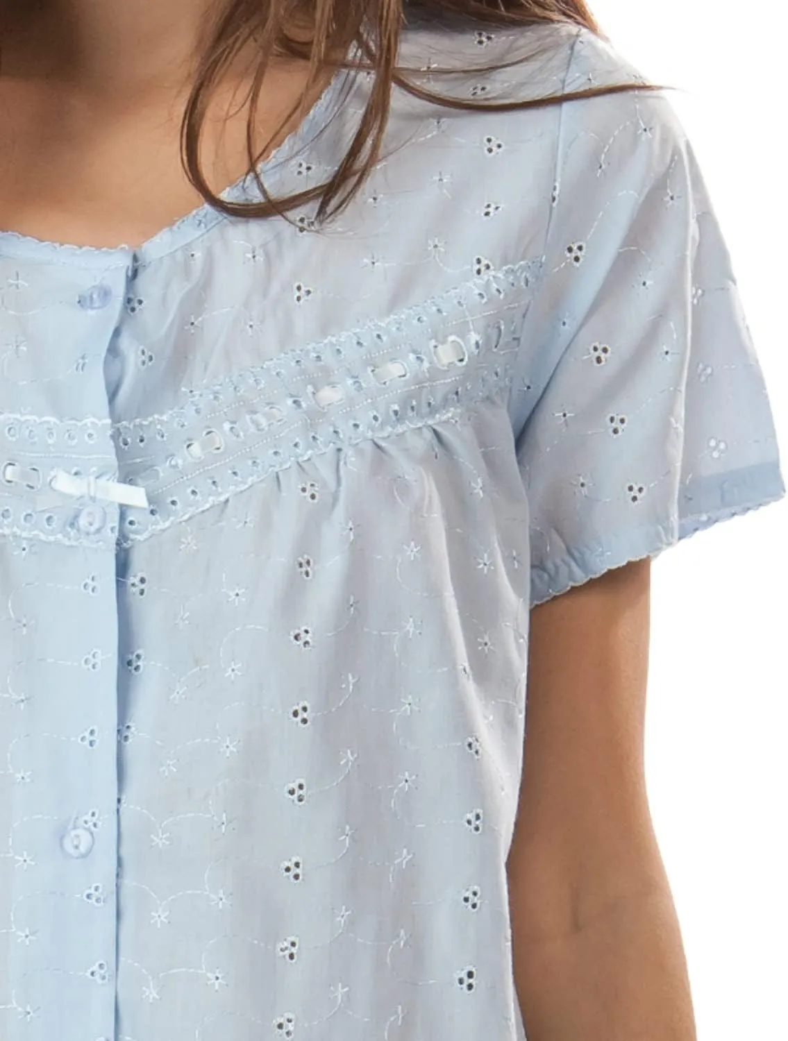 Casual Nights Women's Short Sleeve Eyelet Embroidered House Dress