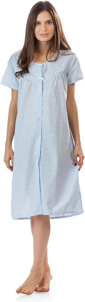 Casual Nights Women's Short Sleeve Eyelet Embroidered House Dress