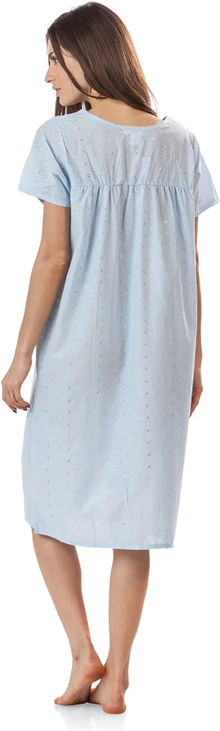 Casual Nights Women's Short Sleeve Eyelet Embroidered House Dress