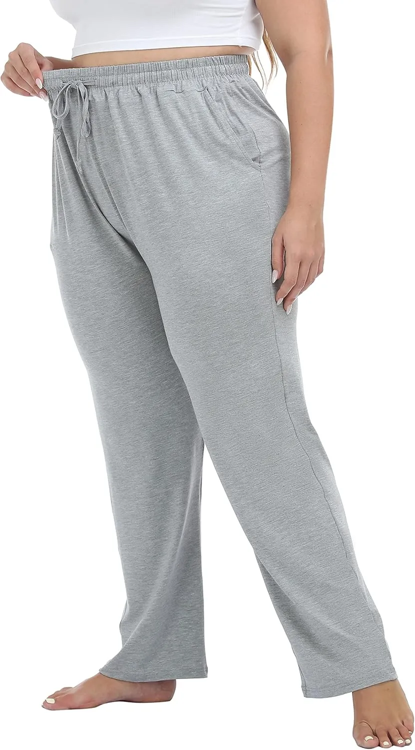 Cheapestbuy Women's Plus Size Comfy Lounge Pants Active Yoga Sweatpants Casual Stretchy Jogger Pants with Pockets Drawstring