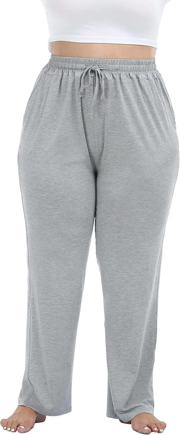 Cheapestbuy Women's Plus Size Comfy Lounge Pants Active Yoga Sweatpants Casual Stretchy Jogger Pants with Pockets Drawstring