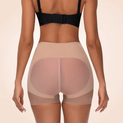 Contrast High-Waist Mesh Leg Shaper Shorts