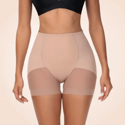 Contrast High-Waist Mesh Leg Shaper Shorts