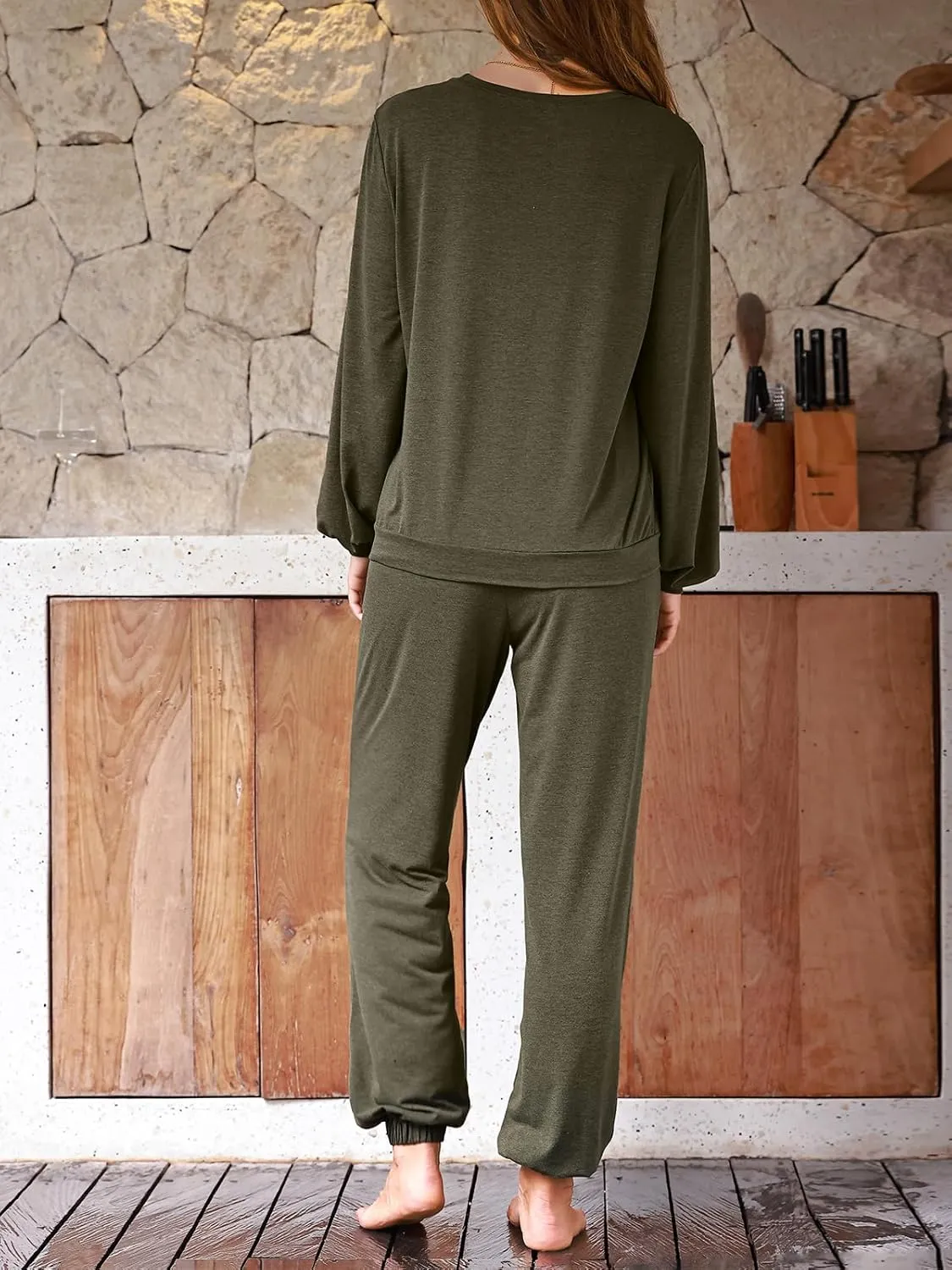 CUPSHE Womens 2 Piece Outfits Lounge Sets Long Sleeve Tops Drawstring Jogger Pants Spring Travel Pants Sets