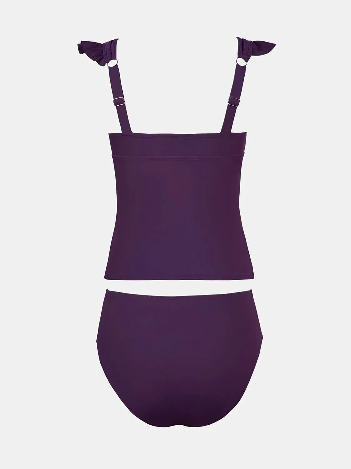 CUPSHE Women's Tankini Sets Two Piece Swimsuit V Neck Ruffled Ruched Tummy Control Ladder Trim (XS-4XL)