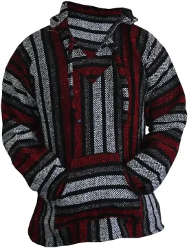 Del Mex Mexican Baja Hoodie Hippie Surf Poncho Sweater Sweatshirt Pullover Jerga