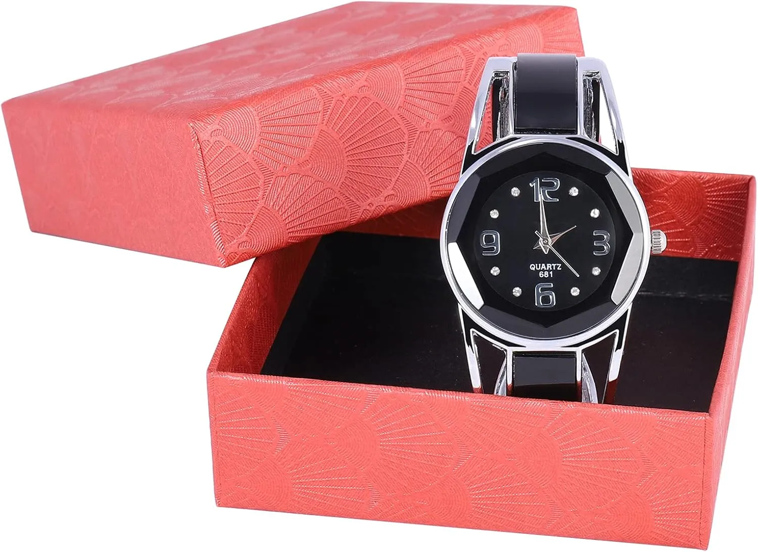 ele ELEOPTION Women Bangle Watch Bracelet Quartz with Rhinestone Round Dial Stainless Steel Band Cuff Watches with Womens Wrist Watch Box