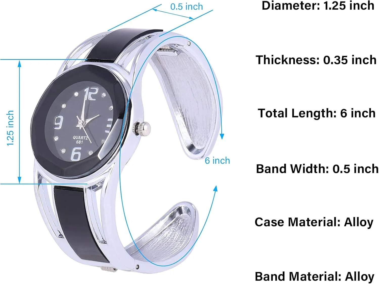 ele ELEOPTION Women Bangle Watch Bracelet Quartz with Rhinestone Round Dial Stainless Steel Band Cuff Watches with Womens Wrist Watch Box