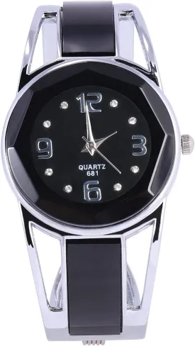 ELEOPTION Women Bangle Watch Bracelet Quartz with Rhinestone Round Dial Stainless Steel Band Cuff Watches with Womens Wrist Watch Box