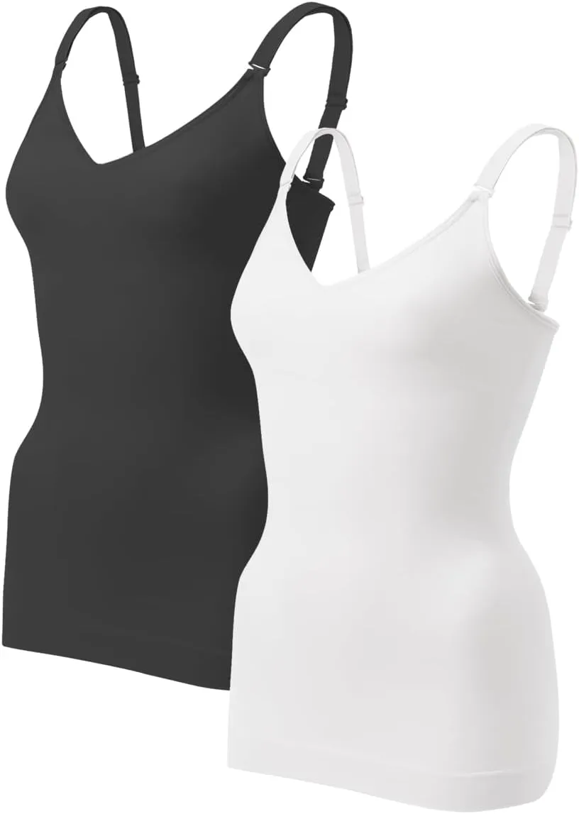 EUYZOU Women's Shapewear Tummy Control Tank Tops - CrissCross Adjustable Straps Seamless Body Shaper Compression Camisole