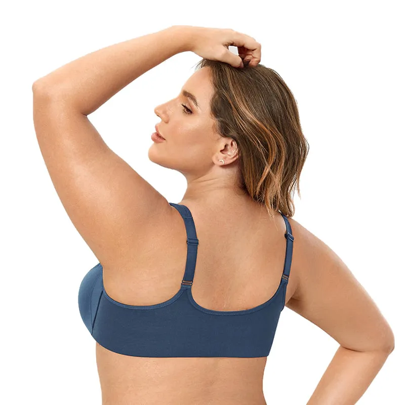 Front closure floral lace full cup non-padded underwired bra (Size 34/75 - 48/105, C-F)