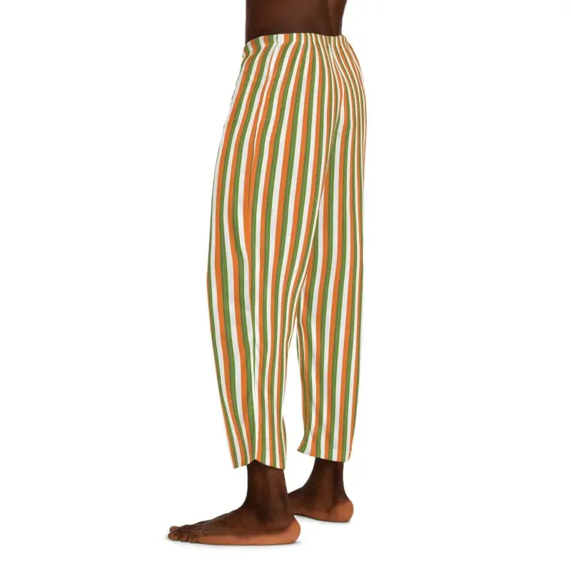 Green Striped Men's Pajama Pants