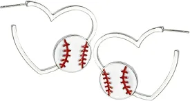 Heart Sports Ball Hoop Earrings Ball Game Heart Shaped Basketball Baseball Softball American Football Hoop Earrings for Women