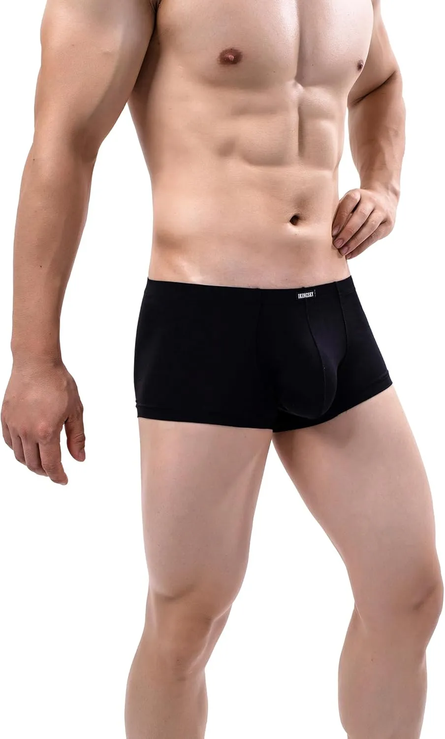 IKINGSKY Men's Silky Boxer Briefs Soft Bulge Shorts Underwear Sexy Low Rise Trunk Under Panties for Men