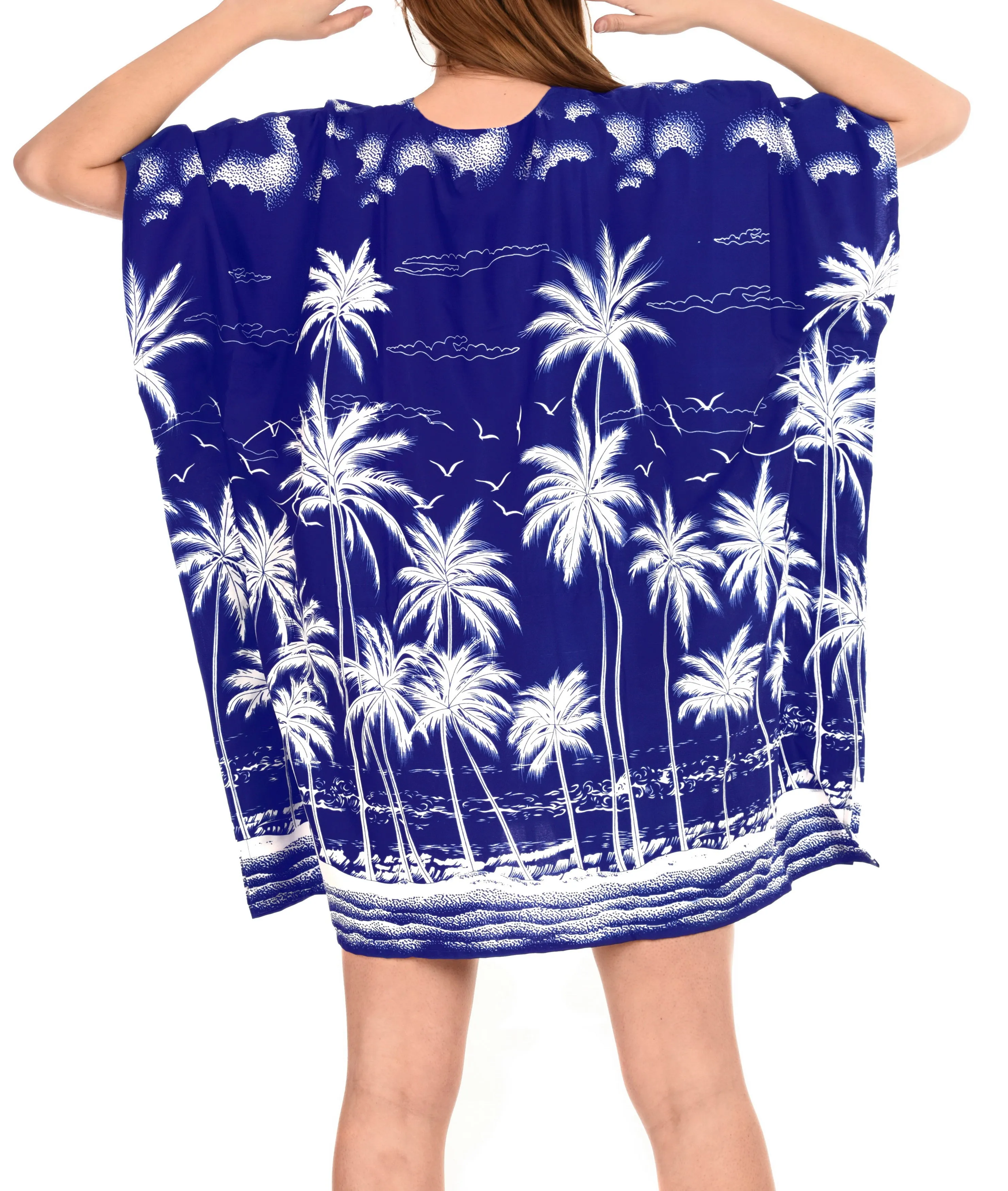 LA LEELA Soft fabric Cover Up Lounge Girl OSFM 14-28 [L-4X] Royal Blue_1825 Blue_R619
