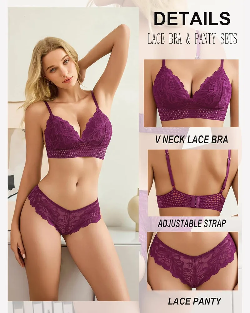 Lace 2 Piece Lace Bralette and Panty Set