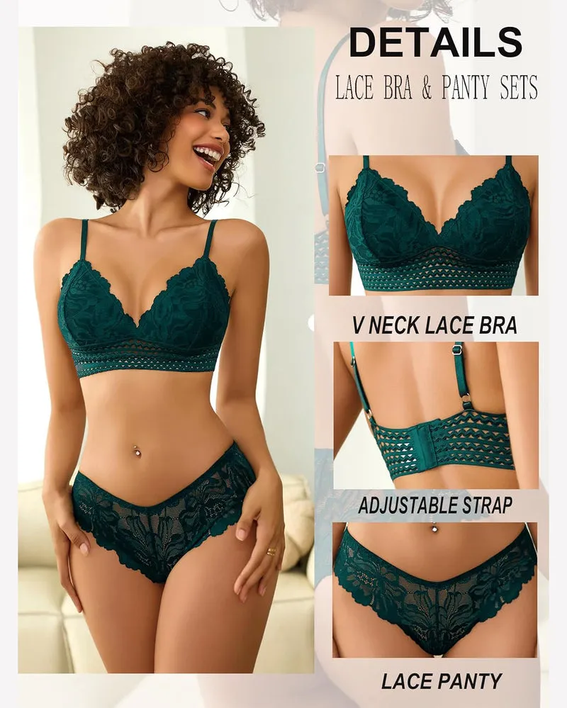 Lace 2 Piece Lace Bralette and Panty Set