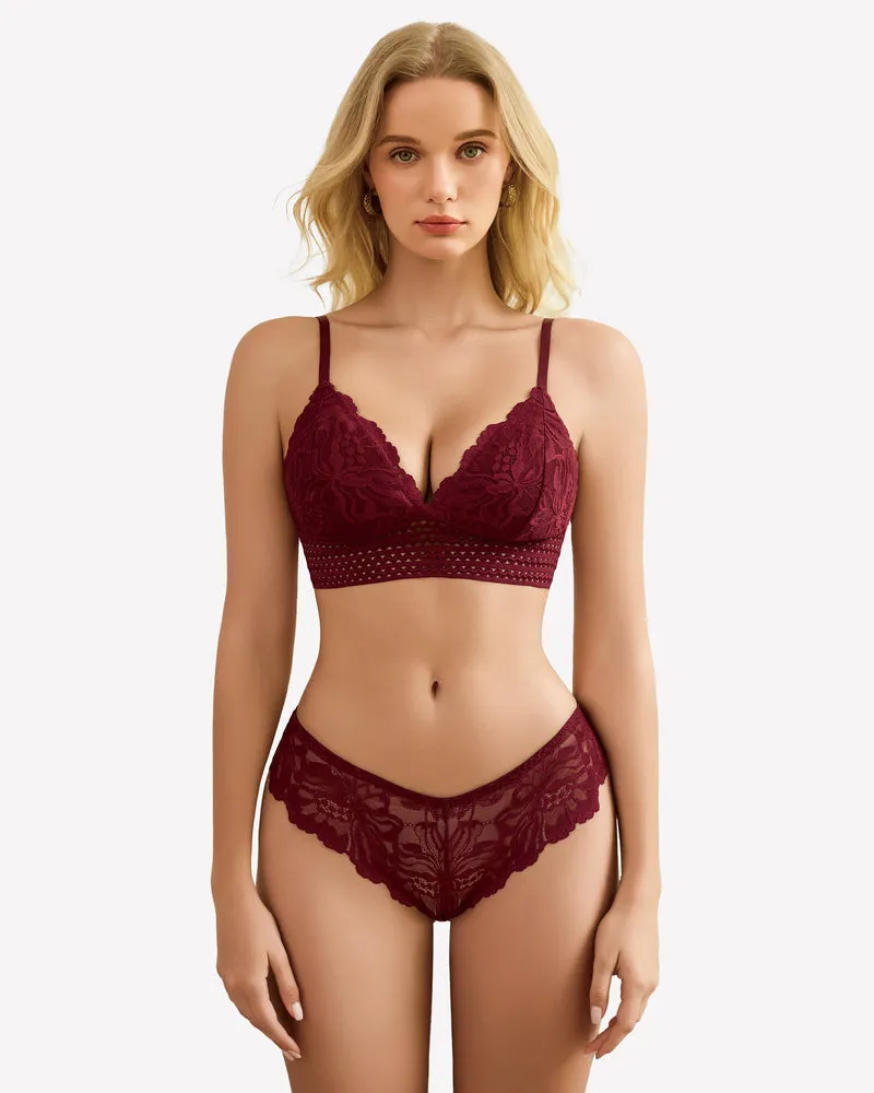 Lace 2 Piece Lace Bralette and Panty Set
