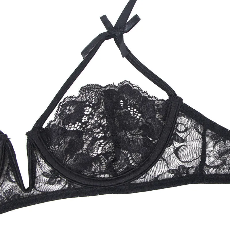 Lace Demi Bra & Garter Panty Set