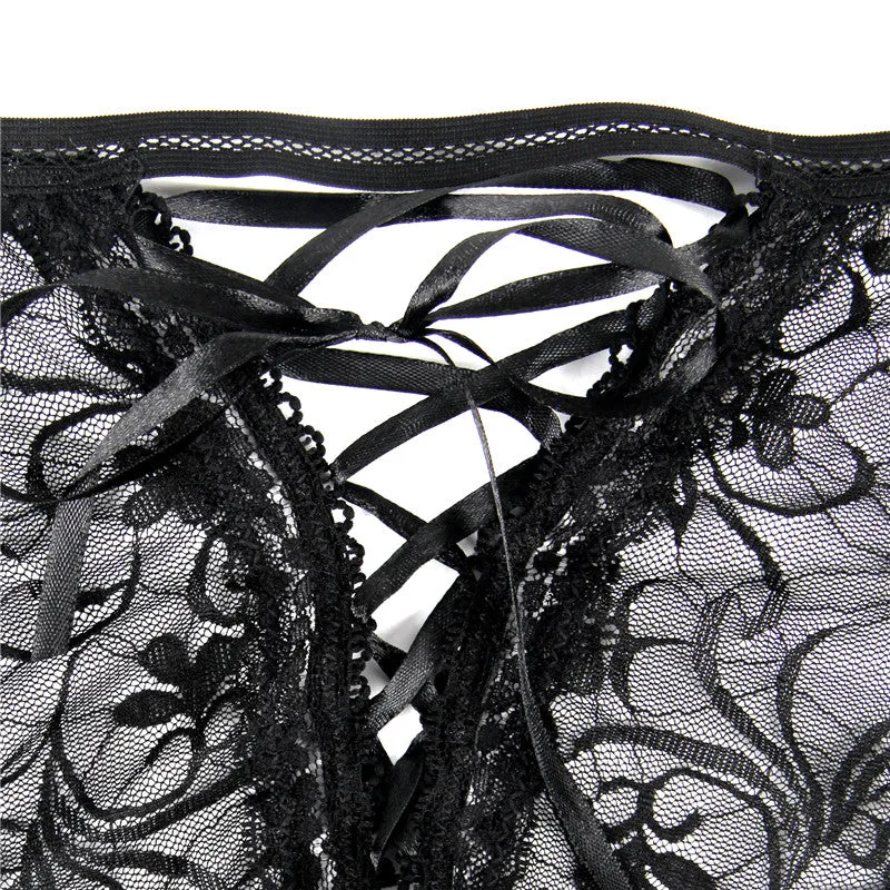 Lace Demi Bra & Garter Panty Set