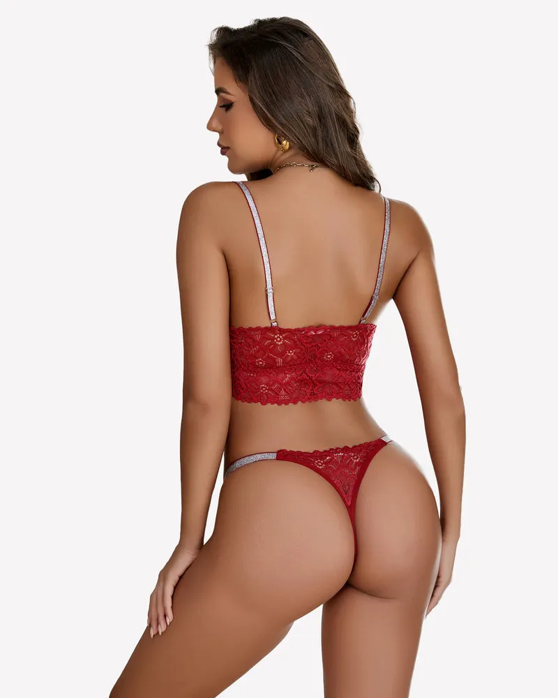 Lace Sheer Bralette and Panty Set