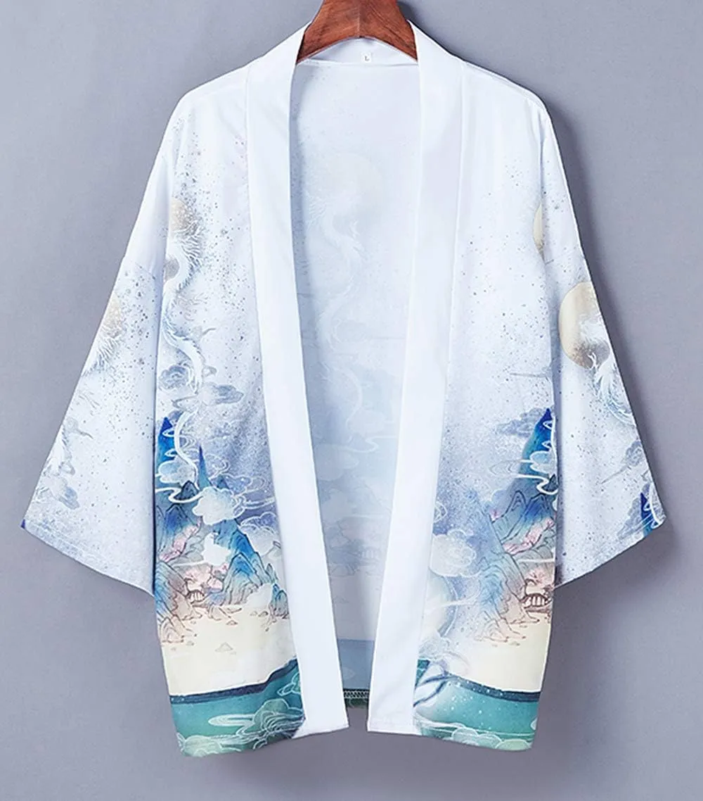 LAI MENG FIVE CATS Women's Kimono Loose Floral Print Cover up Cardigan Casual Cute Blouse Tops