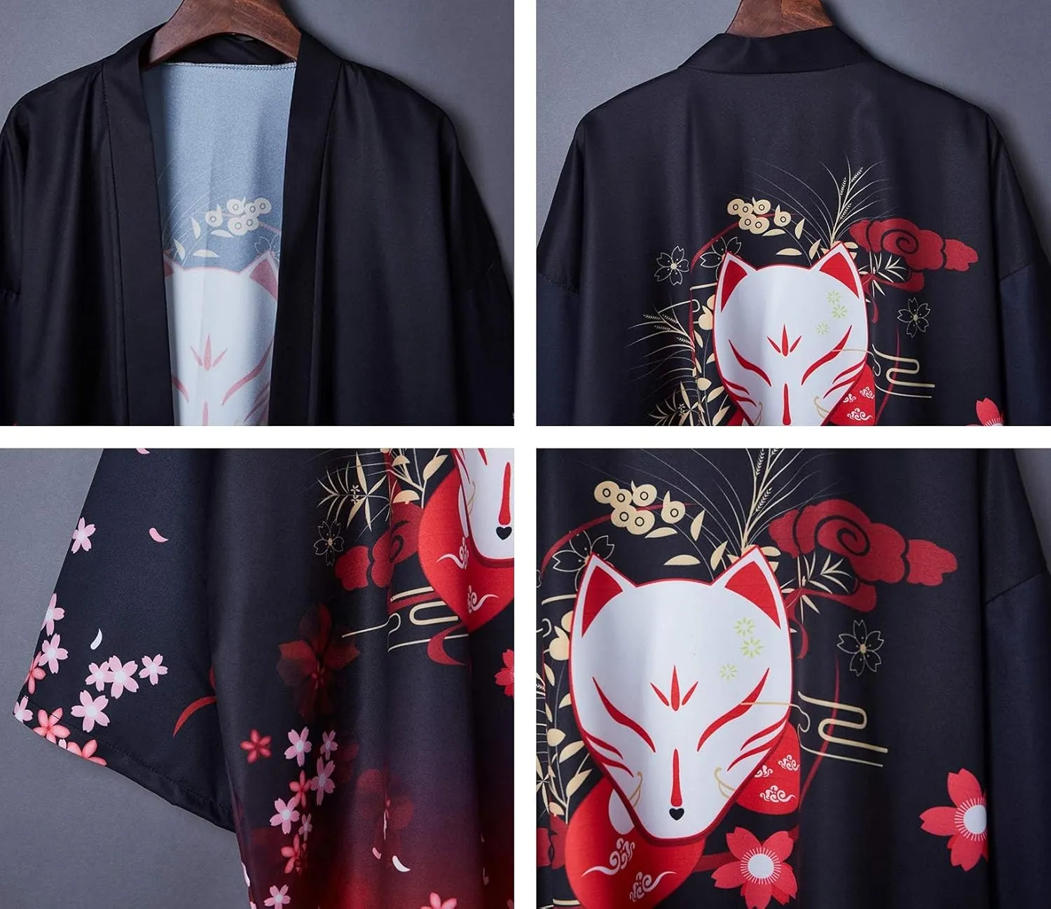 LAI MENG FIVE CATS Women's Loose Floral Print Kimono Cover up Cardigan Casual Blouse Tops