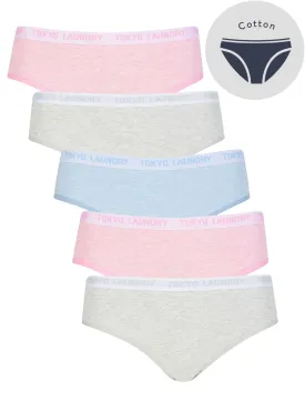 Lawson (5 Pack) Cotton Assorted Briefs in Pink Marl / Grey Marl / Light Blue Marl - Tokyo Laundry