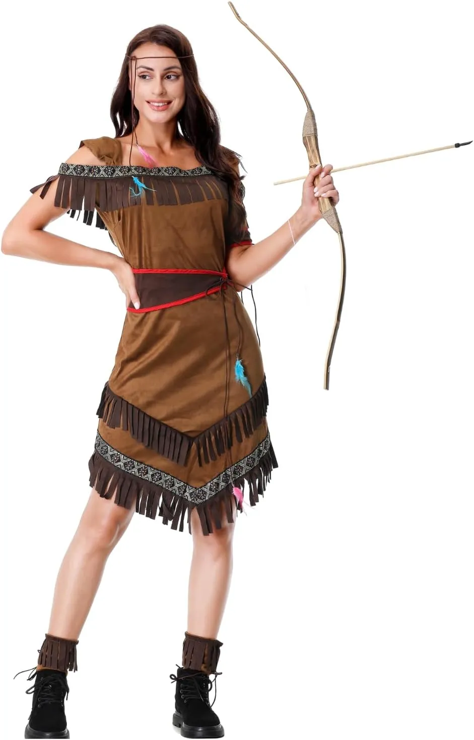 LMYOVE Women Native American Costume, Adult Native American Indian Princess Dress, Halloween Thanksgiving Dress up