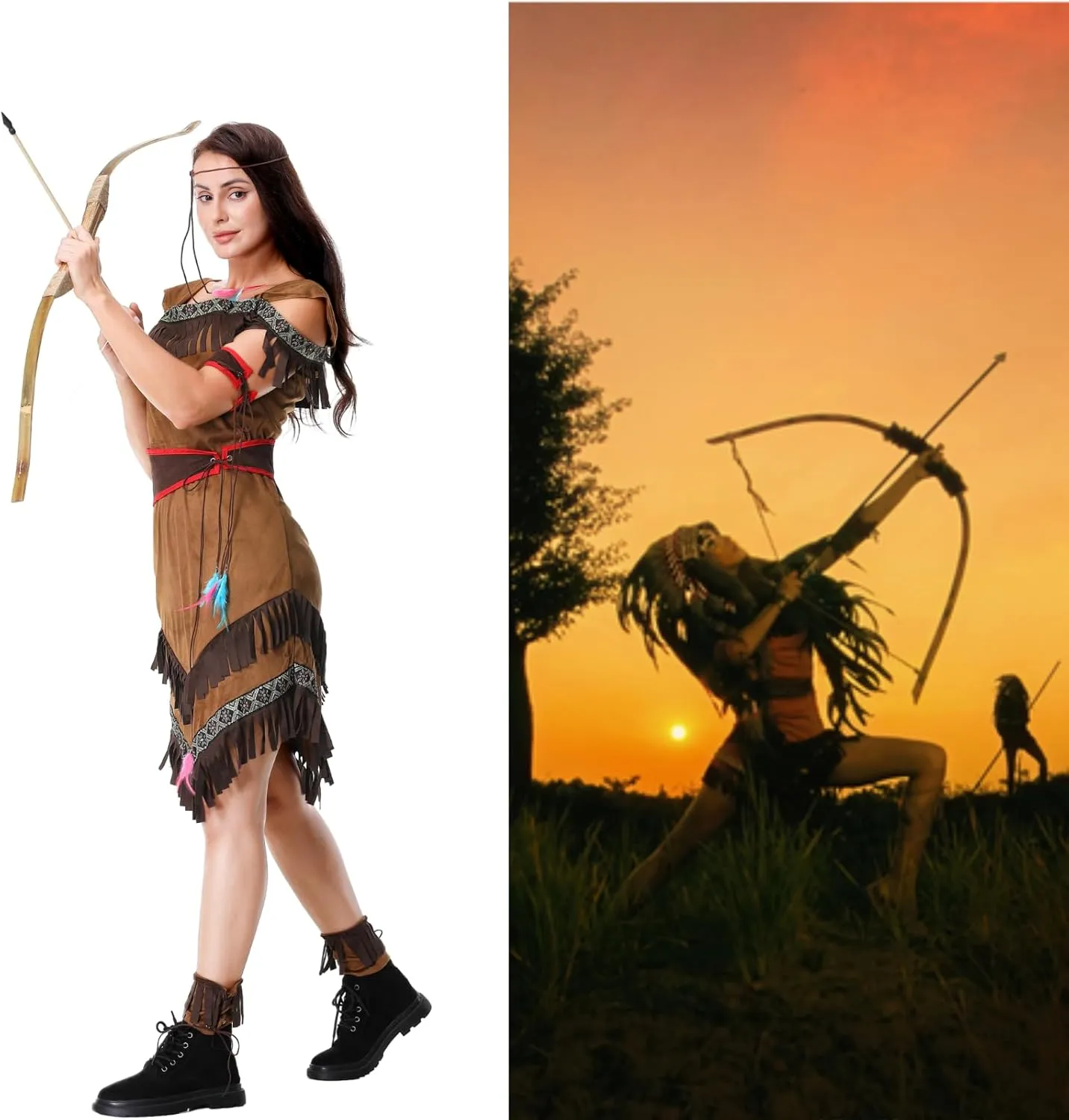 LMYOVE Women Native American Costume, Adult Native American Indian Princess Dress, Halloween Thanksgiving Dress up
