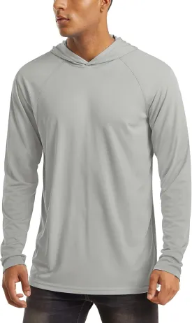 MAGCOMSEN Men's Hooded UPF 50  Sun Protection T Shirts Long Sleeve Athletic Fishing Shirts Rash Guards