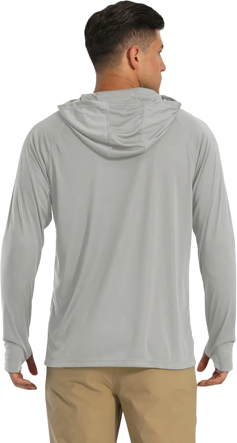 MAGCOMSEN Men's Hooded UPF 50  Sun Protection T Shirts Long Sleeve Athletic Fishing Shirts Rash Guards